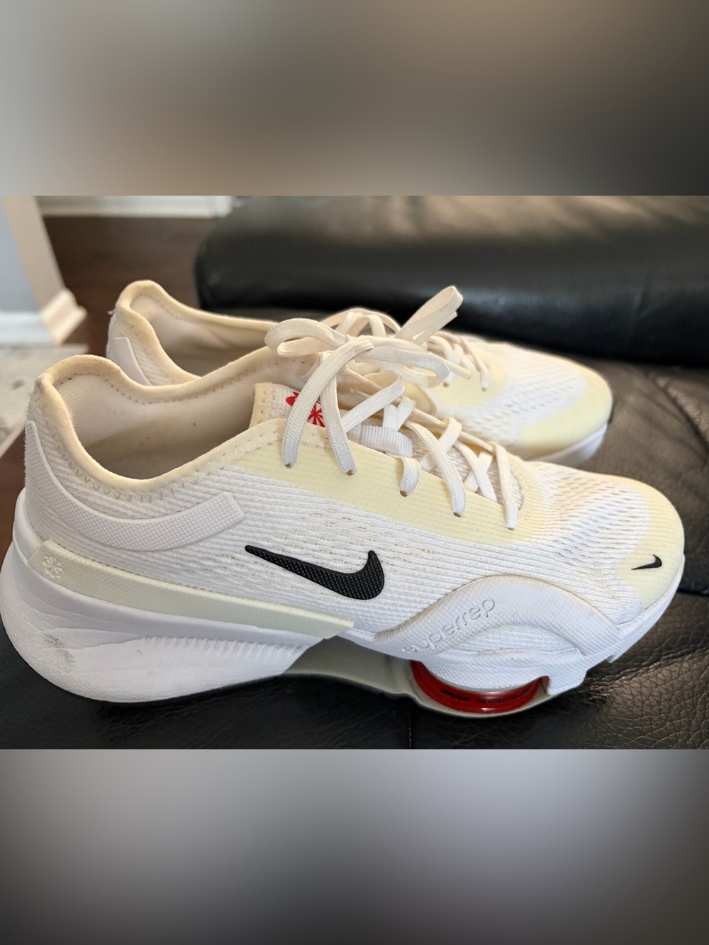 Nike Black and White Athletic Shoes with Chunky Design and Air Cushion
